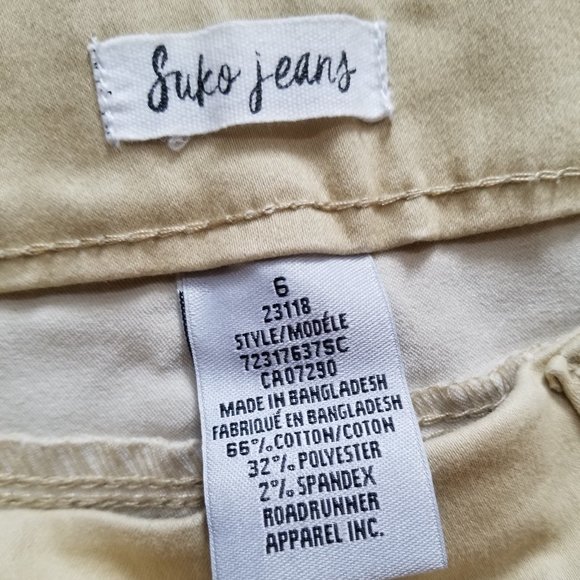 SUKO Mid Rise Pull On Tan Stretch Denim Capris - Picture 5 of 9